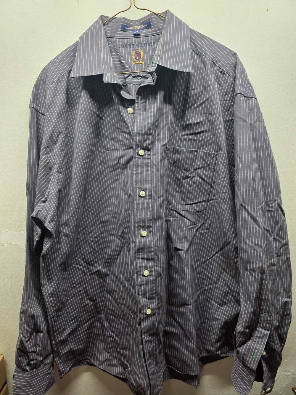 Tommy Hilfiger Men's Gray Pinstripe Dress Shirt